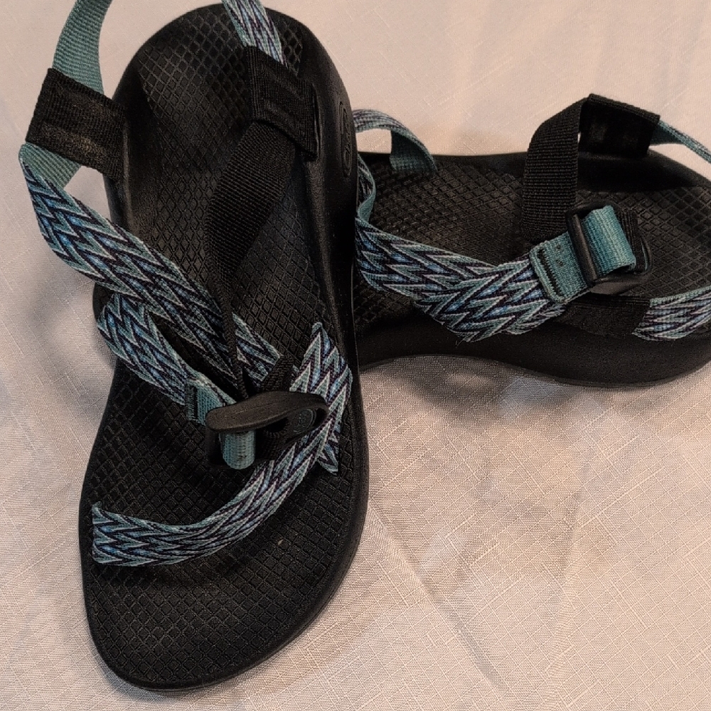 Chaco Black and Blue Strappy Sandals